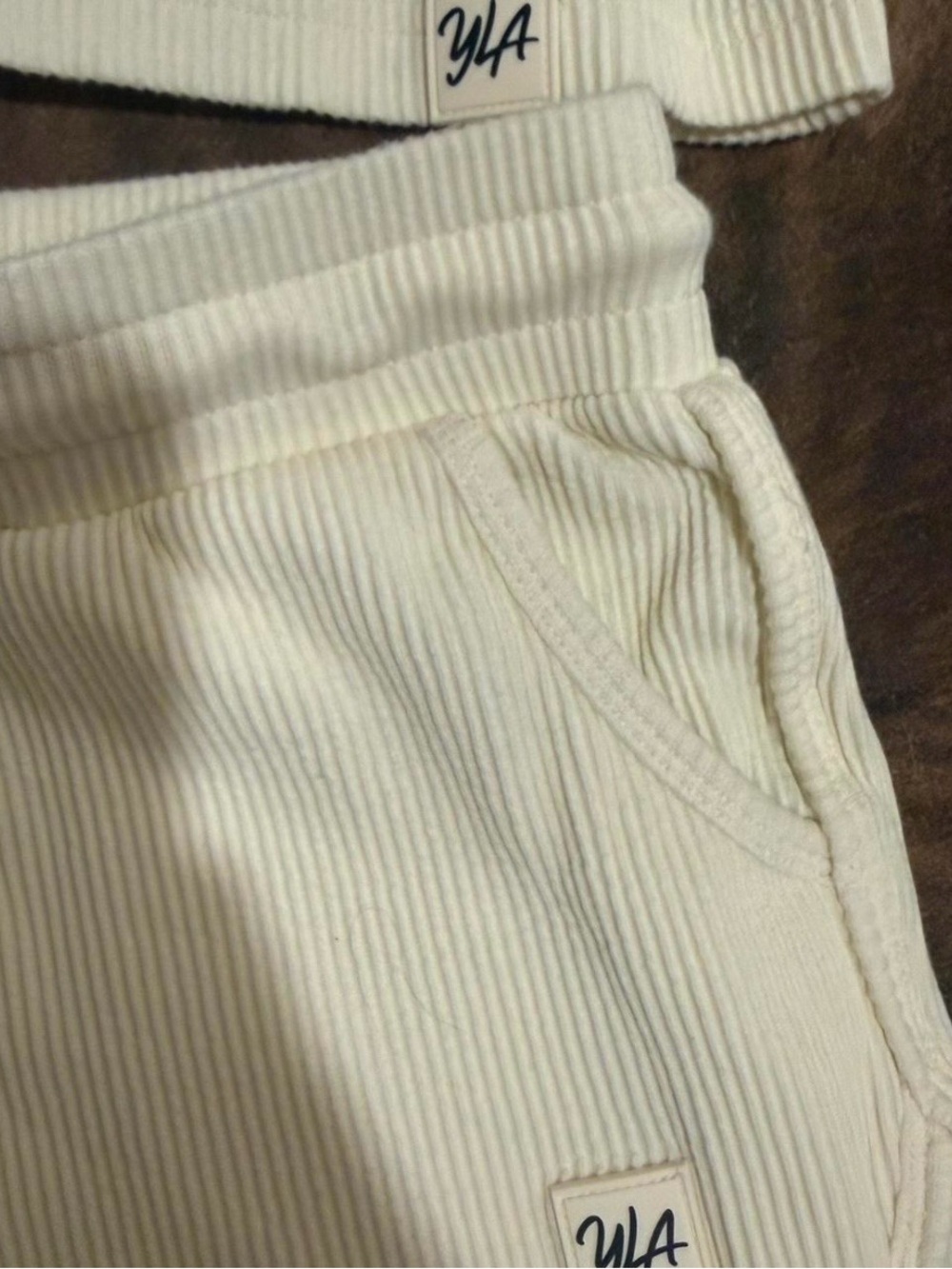 YoungLA Cream Ribbed Drawstring Athletic Set - Picture 3 of 3